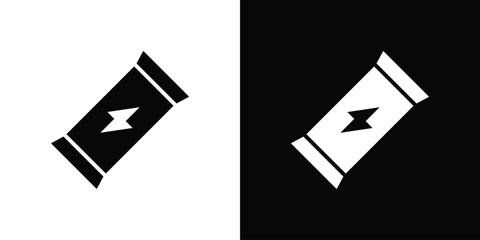 Energy bar icon in flat style, filled black symbol