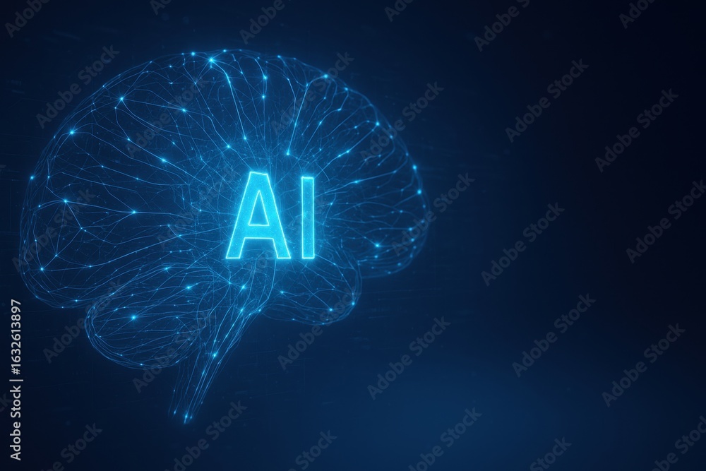 Poster ai brain: an ethereal rendering of an artificial intelligence within the contours of the human brain