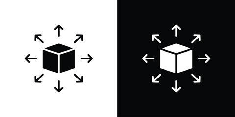 Distribution channel icon in flat style, filled black symbol
