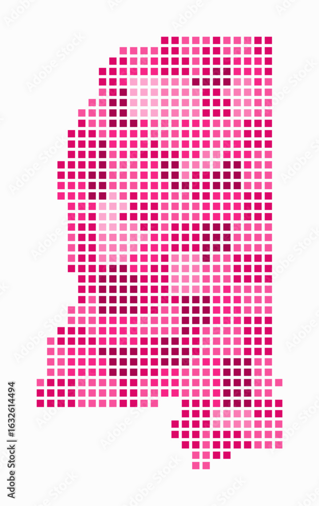 Poster mississippi dotted map. digital style map of the state on white background. mississippi shape with s