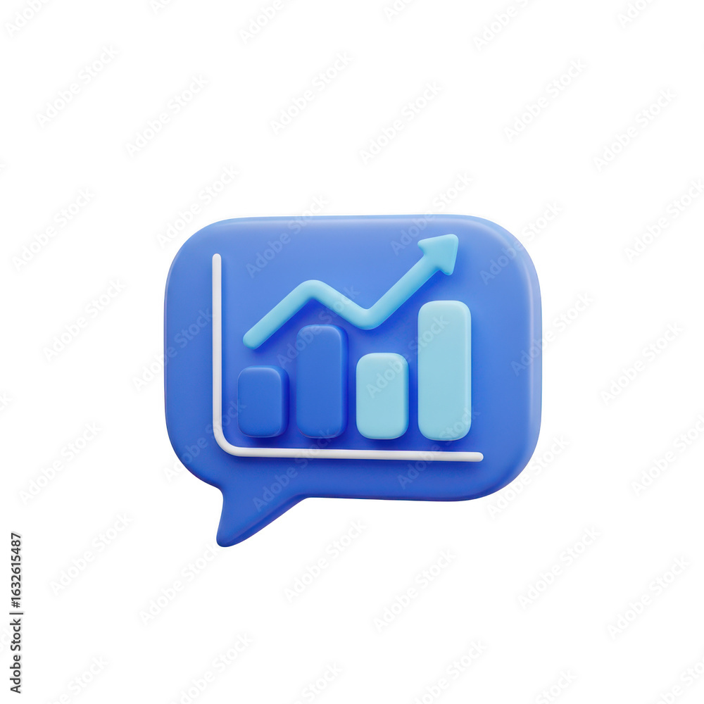 Aufkleber 3d chat bubble with bar chart and upward arrow isolated on transparent background