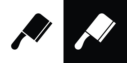 Butcher knife icon in flat style, filled black symbol