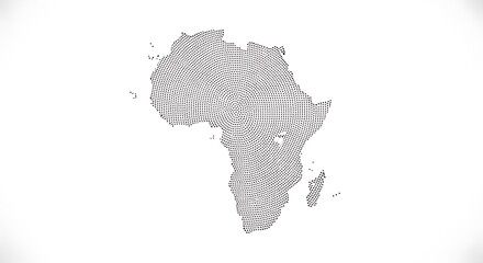Africa map design with concentric circles of dots.