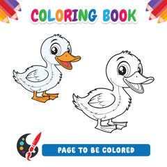 coloring book for kids cartoon duckling vector