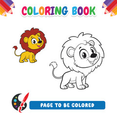 coloring book for kids, cartoon lion vector