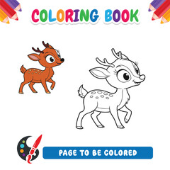 coloring book for kids cartoon deer vector