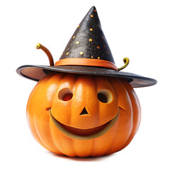 Smiling Pumpkin with Witch Hat and Blush