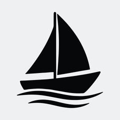 Silhouette sailboat sailing on water minimalist design vector illustration