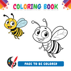 coloring book for kids, cartoon bee vector