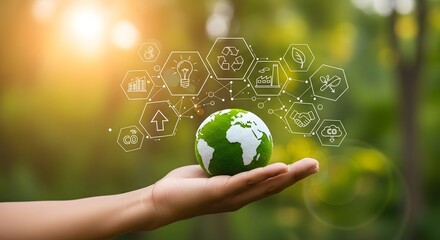 Eco friendly earth sustainability environment responsibility green energy conservation hand