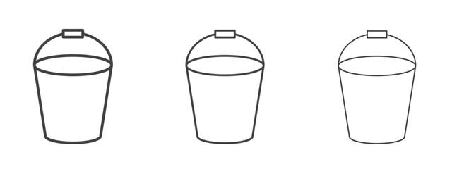 Water bucket icon in Line Art Style for Design collection