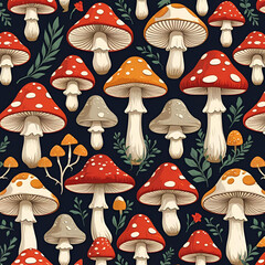 Vintage Mushroom Pattern Design