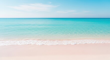 Obraz premium Serene Tropical Beach with Gentle Ocean Waves and Soft Sand