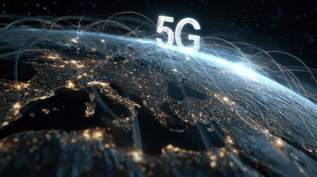 global 5g network earth lights