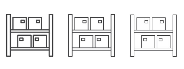 Storage rack icon in Line Art Style for Design collection