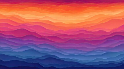 Layered mountain ranges, sunset colors