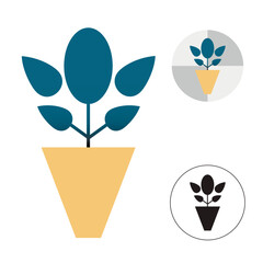 Vector drawing of a plant in a pot. geometric potted plant logo.