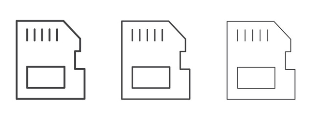 Memory card icon in Line Art Style for Design collection