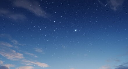 Illustration of beautiful night sky with stars and clouds in a dark blue background