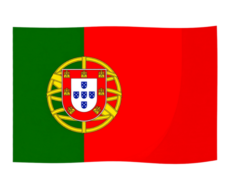 Flat Vector Portugal Flag Design, isolated on a transparent background.