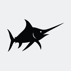 Silhouette swordfish marlin design marine wildlife symbol vector illustration