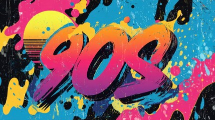 vibrant 90s style abstract art