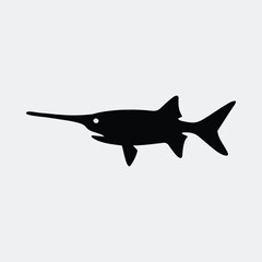 Silhouette swordfish ocean animal black shape vector illustration