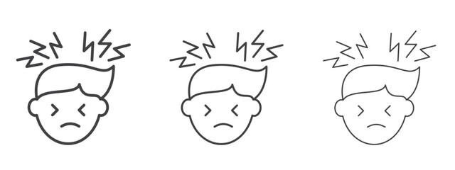 Headache icon icon in Line Art Style for Design collection