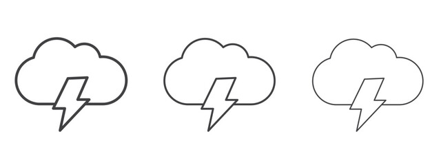 Cloud lightning icon in Line Art Style for Design collection