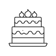 Red velvet cake icon with decorative frosting and cherries