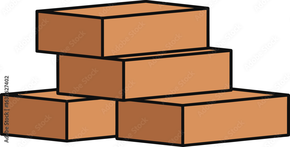 Aufkleber vector art of a stack of red bricks, essential construction material for building walls and houses, 