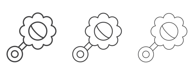 baby rattle icon in Line Art Style for Design collection