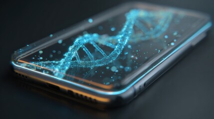 DNA helix displayed on a phone