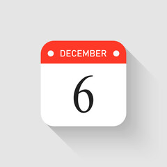 Vector icon page day calendar - 6 December month