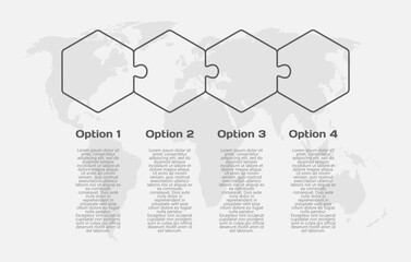 Four steps line infographic, puzzle diagram