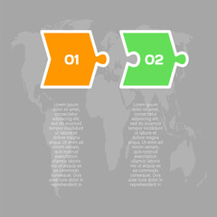 Two steps line infographic, puzzle option diagram