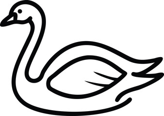 Minimalist Swan Silhouette Outline on White Background Design
