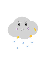Cartoon illustration of an angry gray cloud named 