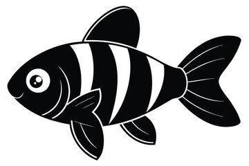 Stripped Fish Swimming Isolated on White Background Aquarium Pet