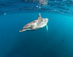 Naklejka premium Dolphin swimming underwater