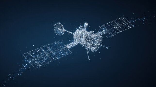 glowing satellite network space art