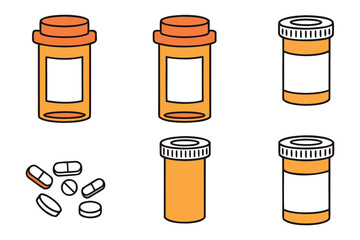 Prescription Pill Bottles and Scattered Pills