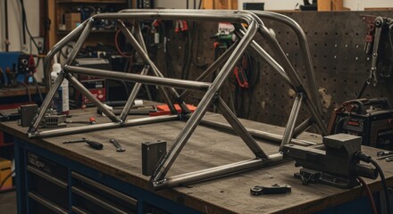 Metal car frame structure workshop