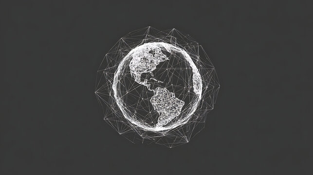 Wireframe globe network connection abstract digital sphere image - Powered by Adobe