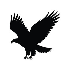 Fototapeta premium Flying Eagle Silhouette - Majestic Bird of Prey Vector Graphic