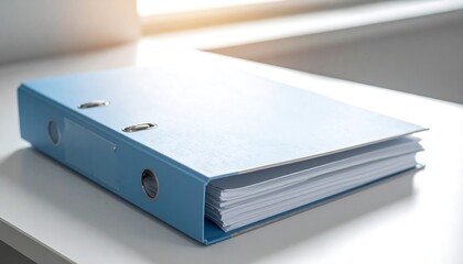 Medical File Folder Closed Neatly On Clean Desk, Light From Side