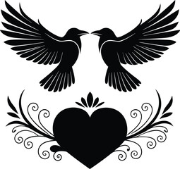 Obraz premium Love Birds Silhouette Vector
