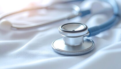 Stethoscope Close Up On White Fabric Calm Tone