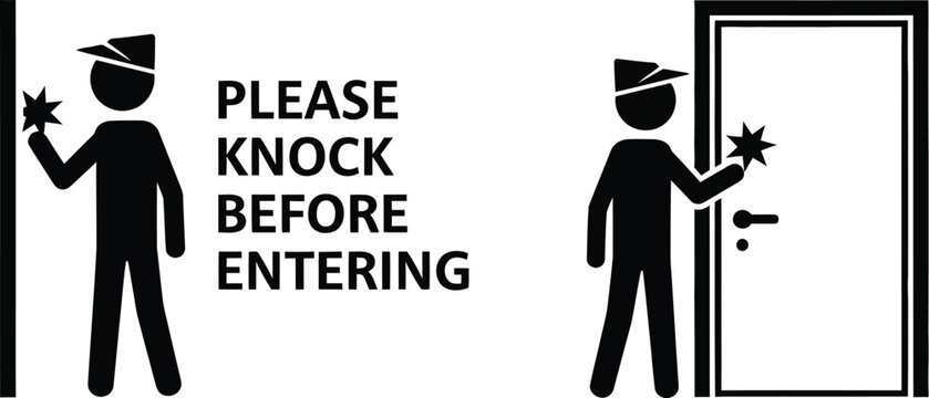 Please knock before entering door etiquette knock door icon