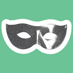 Carnival mask with black and white halftone effect. Simple vector illustration with dotted pattern, modern style, and flat graphic design.